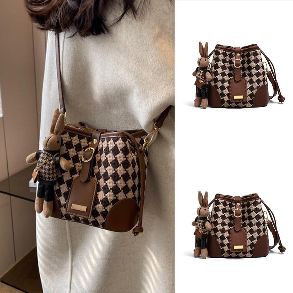 Bucket Bag Women'S Fashion High-End Sense Diamond Commuter Shoulder Bag Messenger Bag Luggage