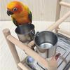 Stainless Steel Bird Feeder Double Cups 2in1 Parrot Water Feeding Bowl  Pet Supplies