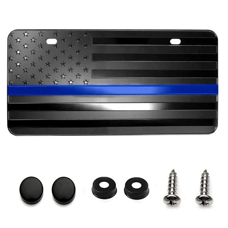 US Car License Plate Frame Aluminum Alloy Embossed 3D Flag Pattern Waterproof Number Plate Holder Replacement