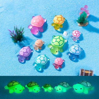 Lot de 20 Mini Statues de Tortues Lumineuses en Résine pour Décorations de Fête sur le Thème de l'Océan et Artisanat de Perles pour Micro-Paysage de Jardin DIY