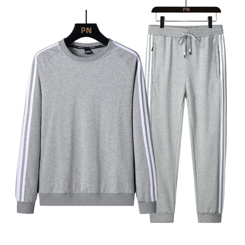 Costum Bumbac Bărbați Toamnă și Iarnă Casual Sport Lejer Oversized Hanorac și Pantaloni Set Două Piese