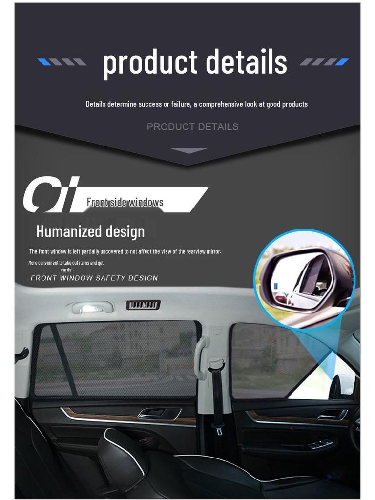 BYD Song L Magnetic Car Side Window Sunshade: Sun Protection, Heat Insulation, Mosquito-Proof Mesh Curtain