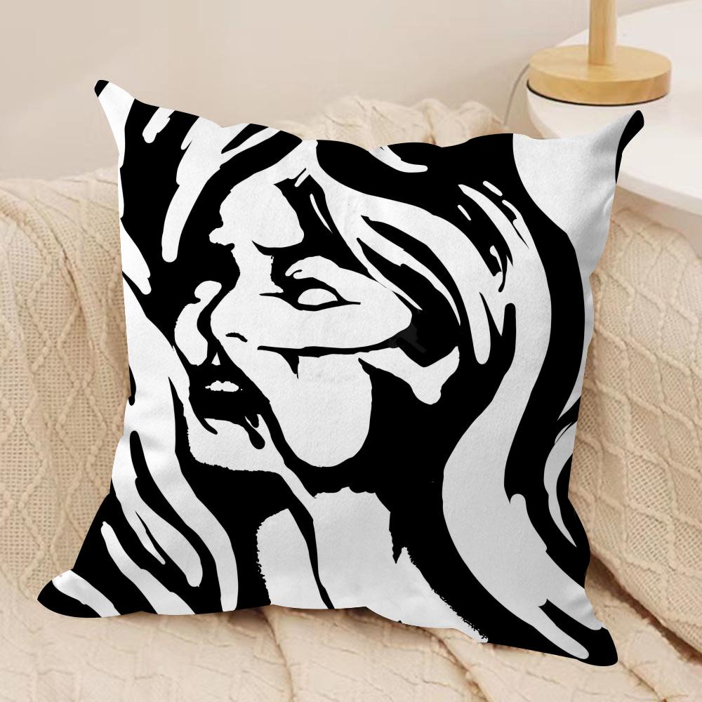Black And White Art Cushion Cover Pillowcase Ultra Soft Skin Friendly Fabric Cloud Like Comfort  Concealed Zipper