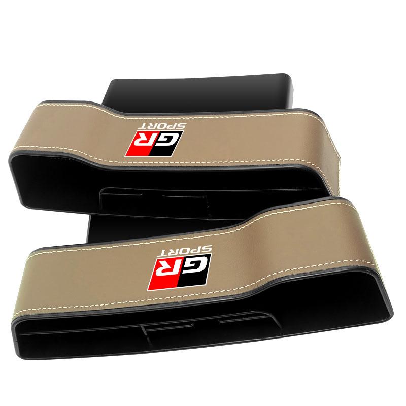 

2 шт. Органайзер для автомобильного сиденья, щелевой ящик для хранения, автомобильные аксессуары для Toyota Trd Gr Corolla Yaris Chr Auris RAV4 Camry Highlander 2pcs GR бежевый