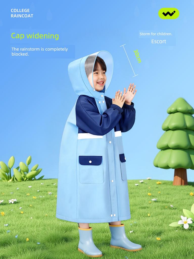 Children's Raincoat Boys Primary School Students Kindergarten School Special Anti-Riot Poncho Boys New Portable with Schoolbag