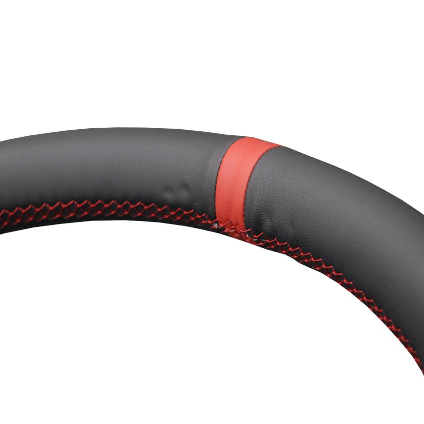 Черный искусственный кожаный мягкий удобный чехол на руль автомобиля — фото 6