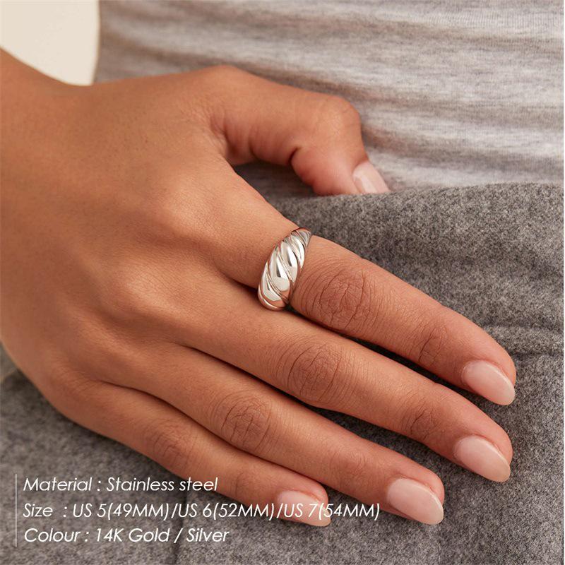 St. Delan Gold-Plated Stainless Steel Croissant Ring for Couples