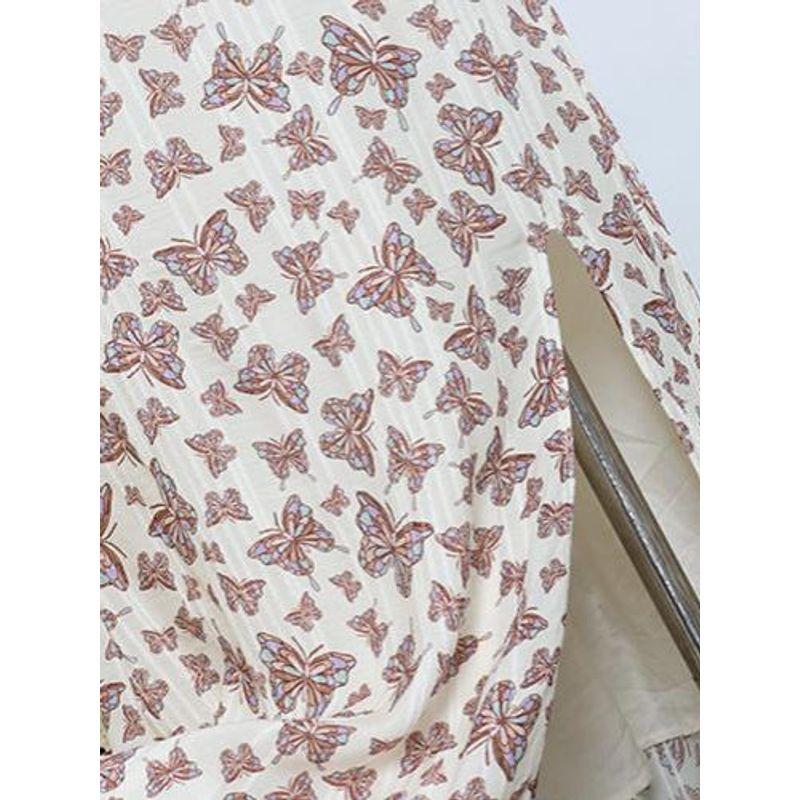 American Single Design Butterfly Printed Sexy Open Back Split Sling Long Dress Silm Holiday Beach Dress Dress