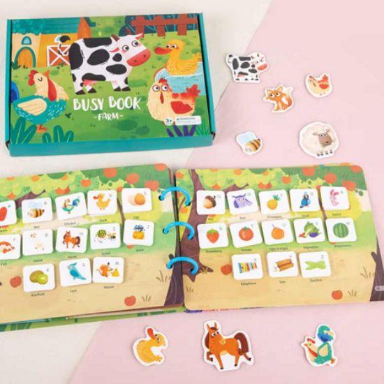Farm Animals Busy Book - Hook and Loop Sticker Toy