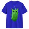 Green Alien Cat Meme Unisex T Shirts Funny Tee Shirt Short Sleeve Round Neck TShirt Pure Cotton 4XL 5XL Clothes