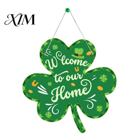 Garden Gate Hanging Ornament St. Patrick's Day Wooden Door Sign, Luck Clover Green Hat Themed Decor for Home Plaque, Decorative Ornaments Holiday