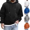 Moletom Masculino Outono Inverno Cor Sólida Espesso Solto Com Capuz de Cordão Grande Bolso Canguru