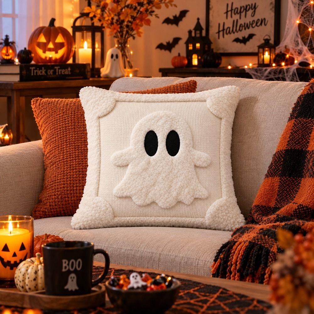 Square Throw Pillow Cover Washable Stuffed Pillow Case Soft Cushion Covers  Halloween