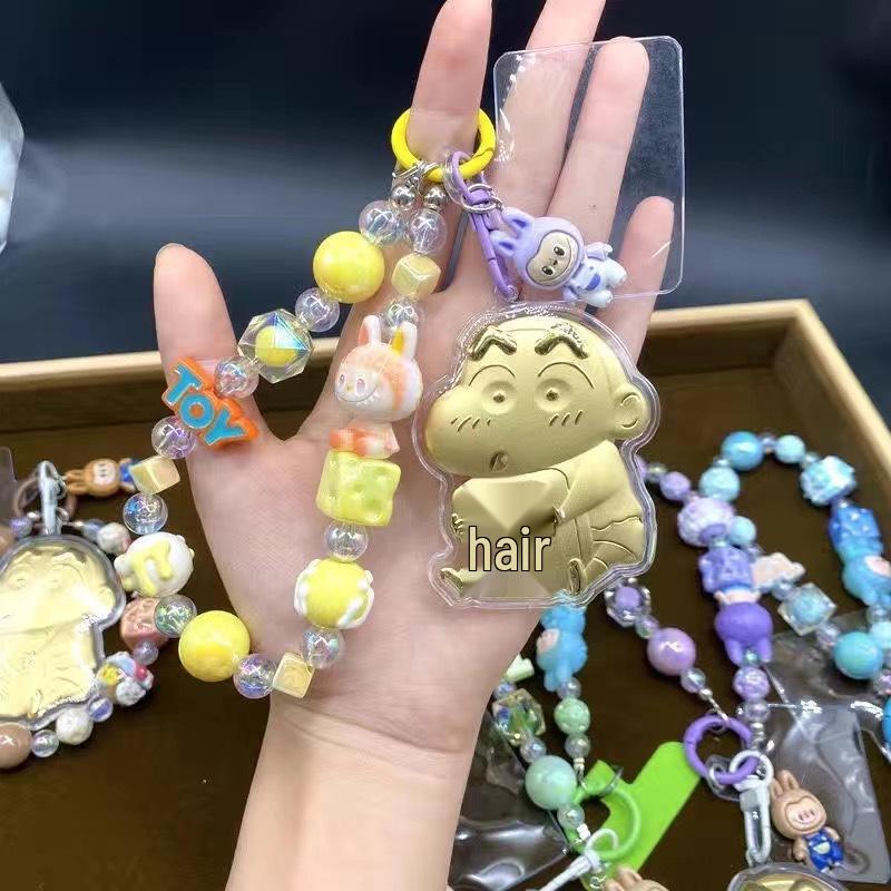 999 Pure Gold Crayon Shin-chan Cartoon Charm Pendant: Keyring & Phone Chain Accessory