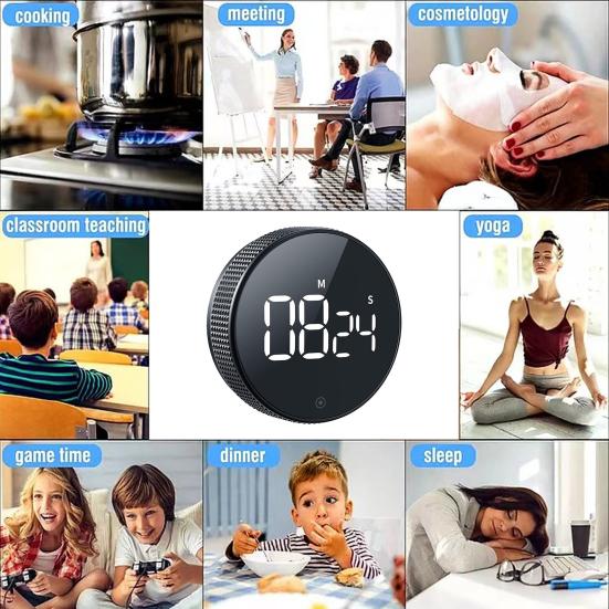 LED Kuchyňský Časovač Magnetický Odpočítávací Časovač pro Vaření Pečení Nastavitelný Úhel Otočné Ovládání Hlasitý Alarm Časovač pro Sledování Cvičení