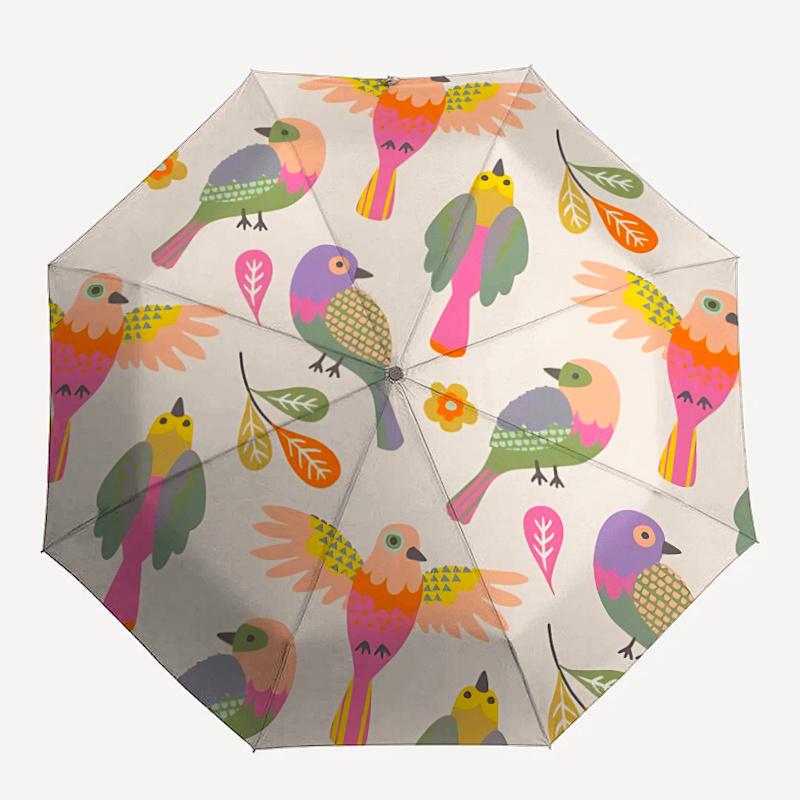 

1pc Birds PatternAutomatic Open/close Umbrella, 8-Rib sturdy structure, Portable Travel Umbrella, Parties, Everyday Usec53