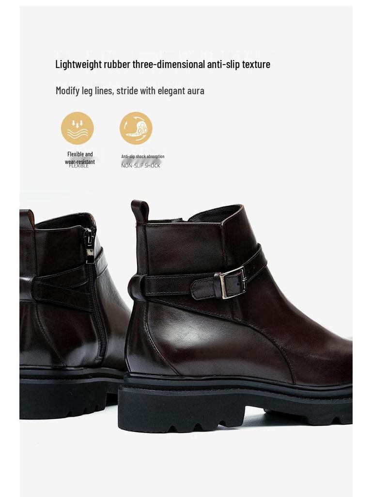 Men's Chelsea Boots 2025: Genuine Leather, Height-Enhancing, Thick Sole Martin Boots for Autumn/Winter