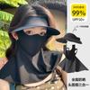 Summer sunscreen mask women's face kini sun hat integrated UV protection ice silk mask plus large brim empty top hat
