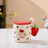 New High Value Fruit Mug with Lid Spoon Cute Ceramic Water Cup Office Home Coffee Cup