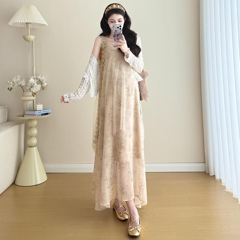2025 Summer Korean-Style Maternity Dress & Sun Protection Set