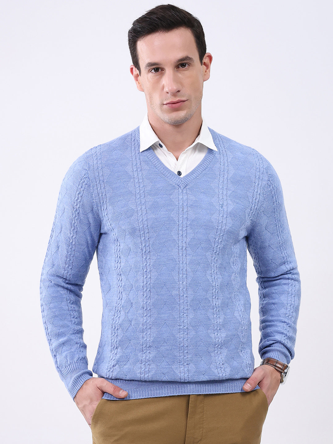 Monte Carlo Mens Regular Fit Self Designed Pullover XL