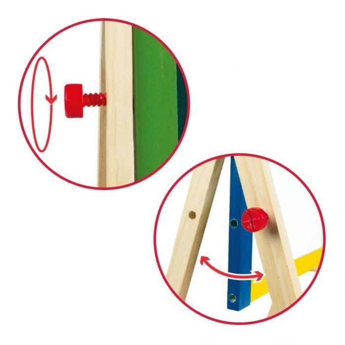 Tableau double - WOOMAX - Ardoise avec support en bois - 2 en 1 - Pour enfants à partir de 3 ans - Mixte