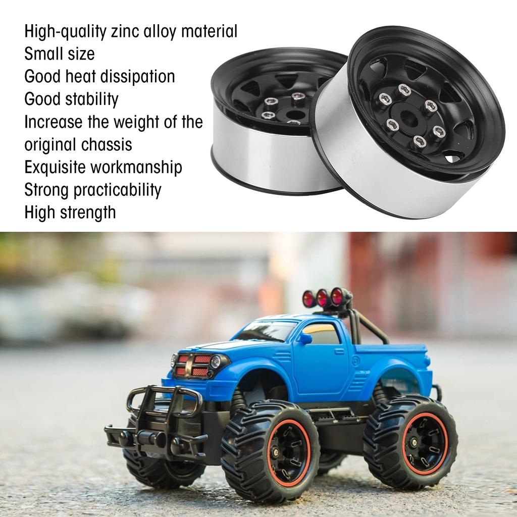 4pcs 1.55" RC Wheel Rim Hubs Axial AX90069 for Crawlers, Universal RC Wheel Hubs, Black