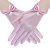 Pearl Decorative White Satin Bridal Gloves Wrist Length Women Silk Gloves  Ladies