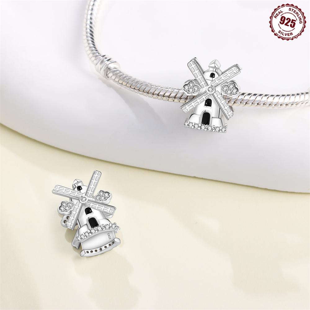 Kupfer Vergnügungspark Trojanisches Pferd Holländische Windmühle Anhänger Perlen Anhänger Für Original Armband Frau Mädchen Schmuck