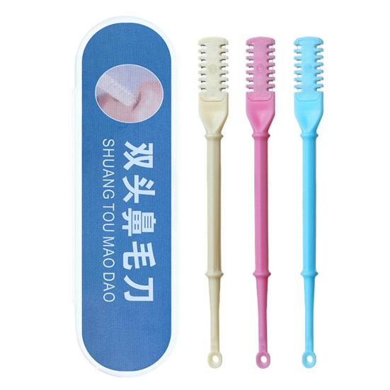 3Pcs Nose Hair Trimmer for Men Women Dual-Purpose Manual Nose Ear Hair Cutter 360-degrees Rotating Travel Grooming Tool