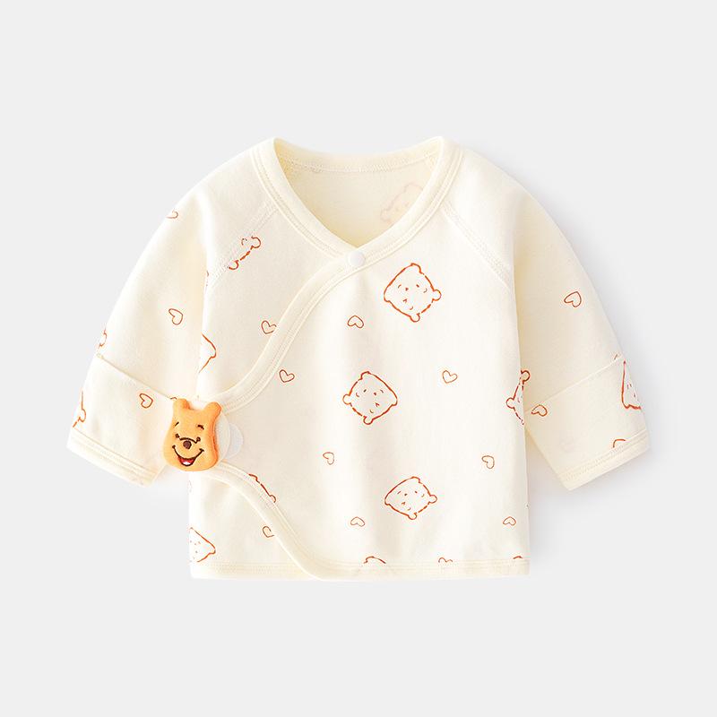 Newborn Boneless Pure Cotton Velcro Half-Back Pajamas - Spring/Autumn Style Baby Top