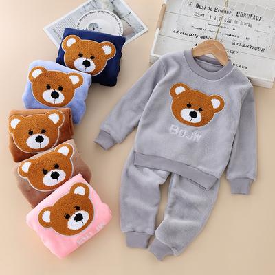 Children's Autumn and Winter Thickened Loose Pullover Long Sleeved Tunic + Drawstring Trousers Two Piece Set