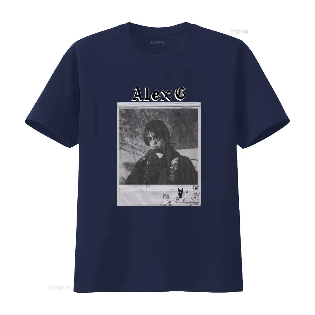 Vintage Retro Black White Alex G Indie Music Print Streetwear T Shirt Vintage Washed Comfortable Streetwear Stretched Versatile