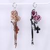 Y2K Leopard Print Love Keychain Vintage Letter Cross Keyring Trendy Bag Pendant Key Hanging Decoration Gifts