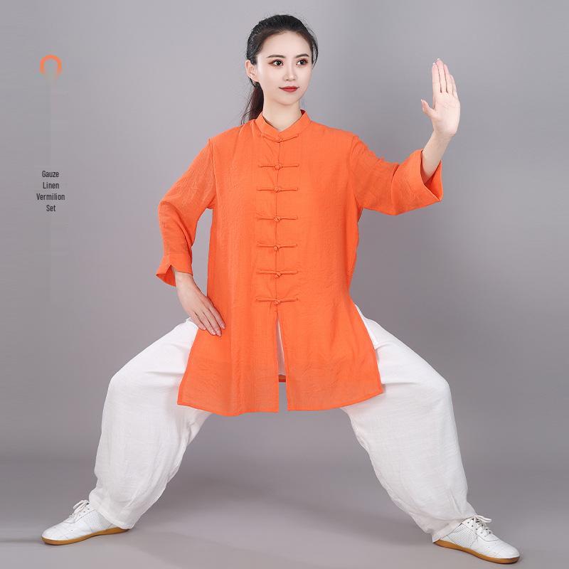 Women's Summer Linen Tai Chi Suit - Chinese Style Martial Arts Practice Uniform