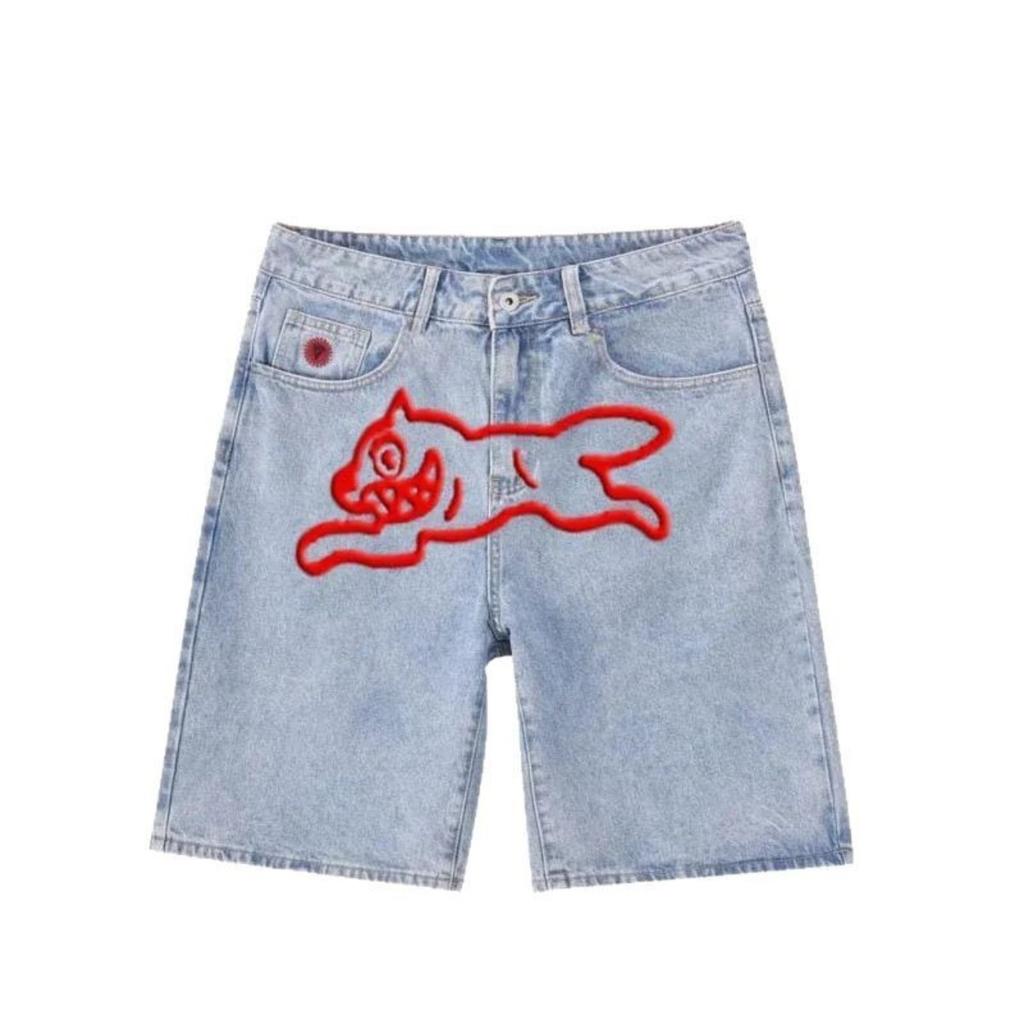 FlowStreet Y2k Streetwear Jean Shorts Casual Fashion Print Gothic Black Denim Shorts