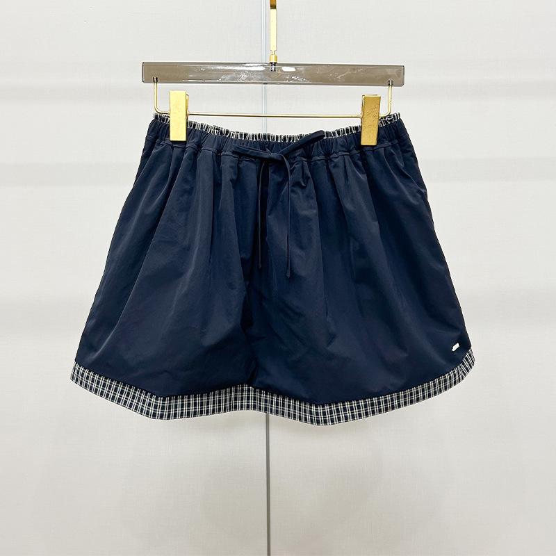 

Spring 2026 Plaid Patchwork Sporty Mini Skirt with Drawstring Bow for Women Medium глубокий/ультрамарин