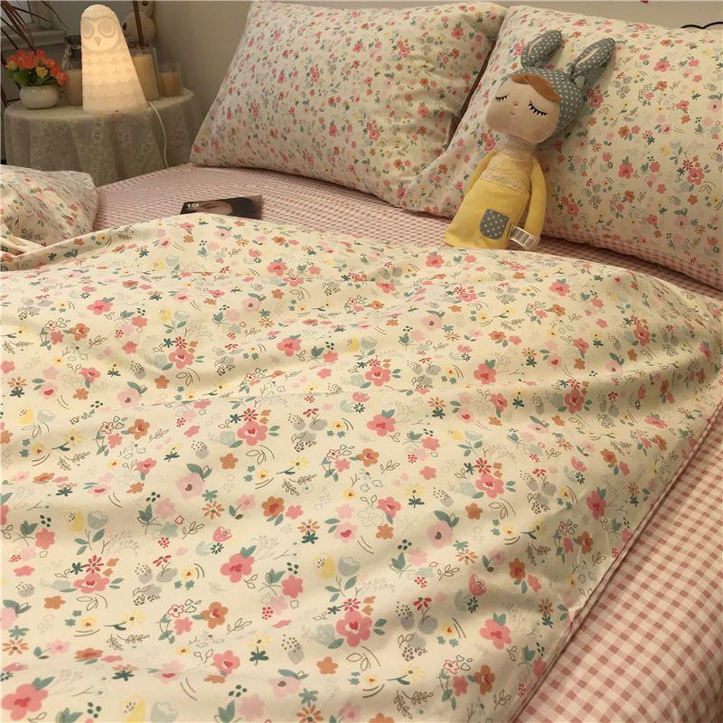 Cartoon Bear Washed Cotton Four-piece Set, Bed Sheet Quilt Cover, Bedding Three-piece Set, Dormitory
