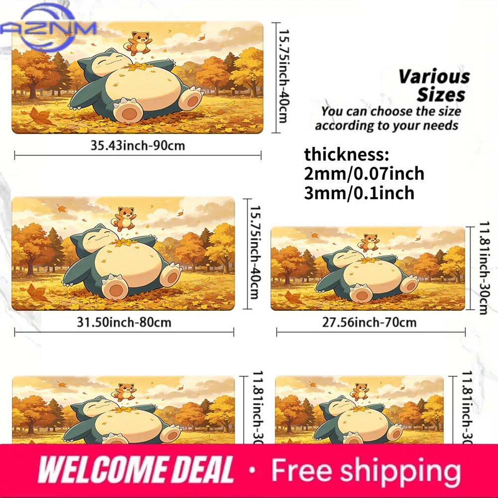 Snorlax Autumn Forest Relaxation Pokemon Gaming Desk Mat NonSlip Rubber Base Mouse Pad 30x80x0.2cm