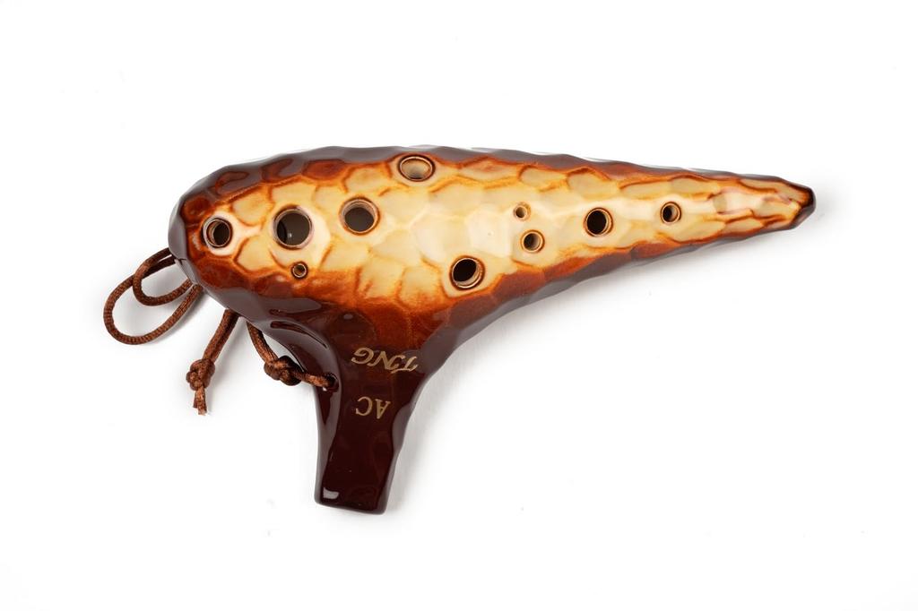 TNG Ocarina [AltoCAC  12-Hole  Emerald  Kiln-Change Glaze] High-Quality Ocarina for Tube Play (Includes Strap) Glazed Finish with Ocean Wave Pattern
