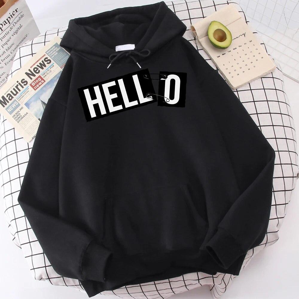

Women Long Sleeve Hoodie Letters Hell Connected O So It S Hello Hoodies Vintage S-Xxl Sweatshirt Warm Pocket Top Personality
