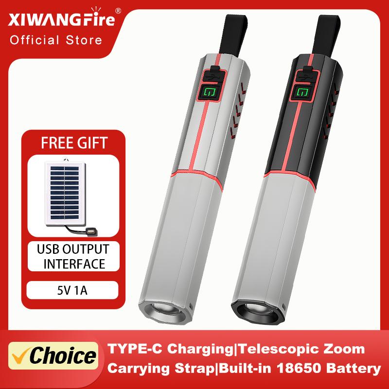 High Strong Power Zoom LED Flashlight,18650 Battery,Portable Tactical Torch Light,USB Charging,Camping Fishing Emergency Lantern