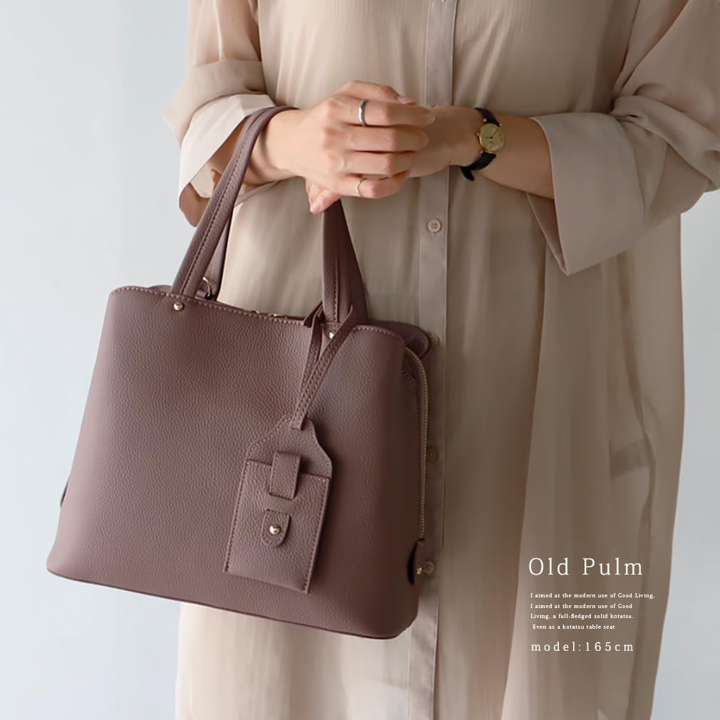 VITAFELICE Genuine Cowhide Leather 2-Way Square Handbag for Women, Vinb-l16045 (Old Plum)
