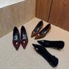 2025 Pointed Suede Rhinestone Buckle Thin Heel Shallow Mouth Versatile Foot Set OL Commuter Work Women's Single Shoes