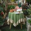 Farmhouse Ruffle Tablecloth Washable Cotton Round Tablecloths Rustic Circle Table Cover for Wedding Party Birthday Kitchen Decor