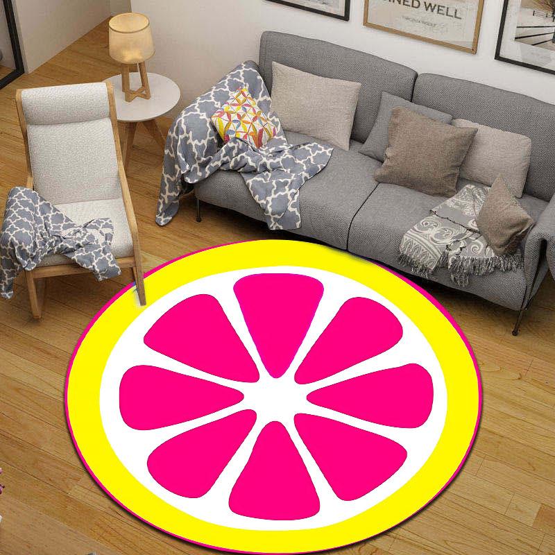Eclectic Round Moon Multicolor Accent Rug, Non-Slip Floor Mat for Kids Room