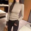 Korean Color Block Slim Fit Women's Knitwear - Autumn/Winter Long Sleeve Semi-High Neck Sweater