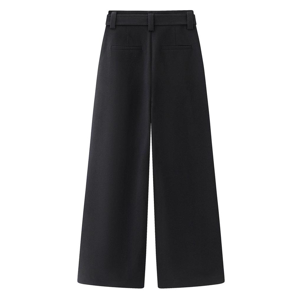 2025 Winter Black High-Waist Slimming Straight Pants for Women