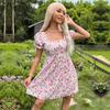 Summer Women's Temperament Square Neck Floral Dresses Chic Comfortable and Versatile Temperament Elegant Casual Women's Clothing Gentle Lady's Dress