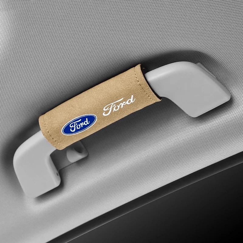 Adesivo per Auto 1pz Camoscio Tetto Auto Bracciolo Tirare Copertura Protettiva Guanti Maniglia Porta Per Ford Fiesta C-Max Kuga Ranger Raptor KA Fusi